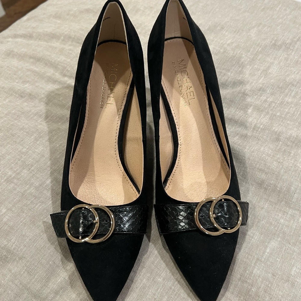 Michael Kors Black Heels with Gold Buckle